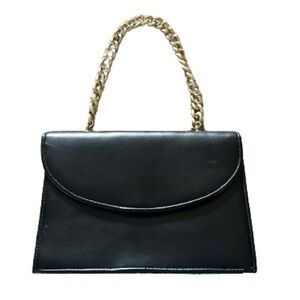 HL USA Black structured with gold top chain handle small satchel handbag